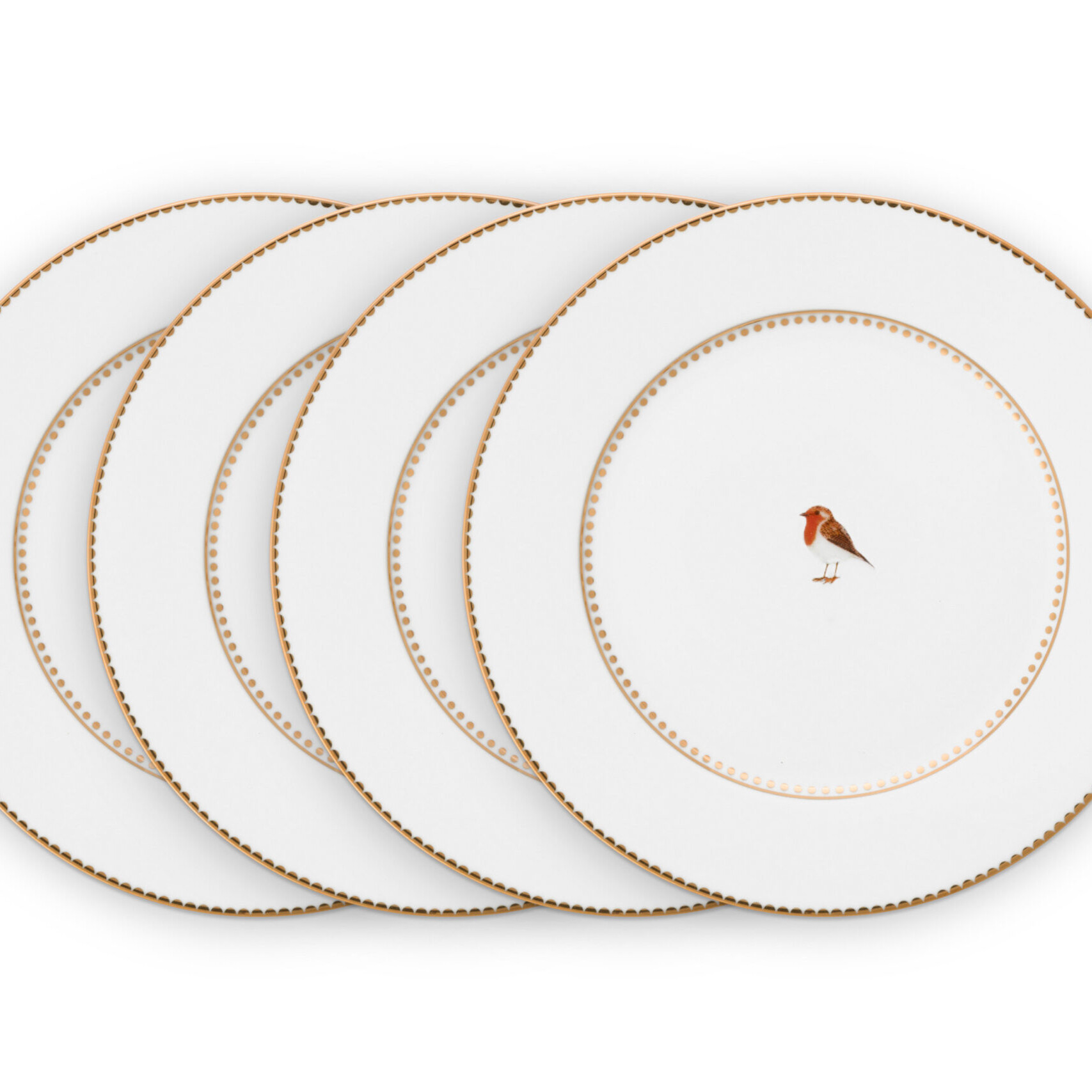 Pip Studio Set/4 Plates Love Birds White 17cm