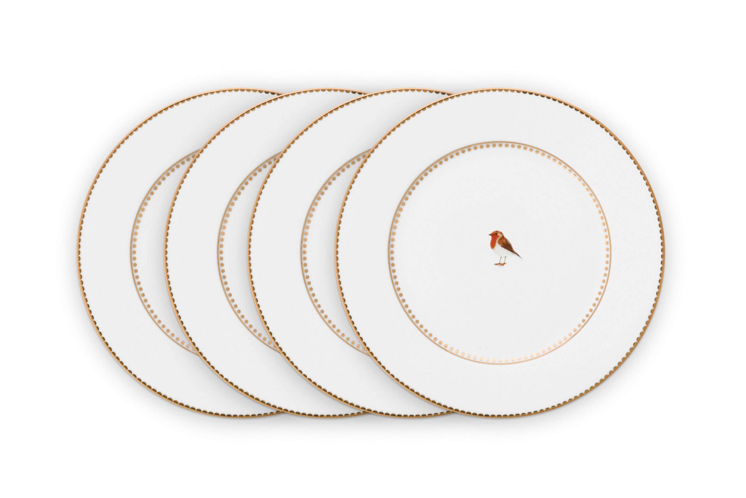 Pip Studio Set/4 Plates Love Birds White 17cm