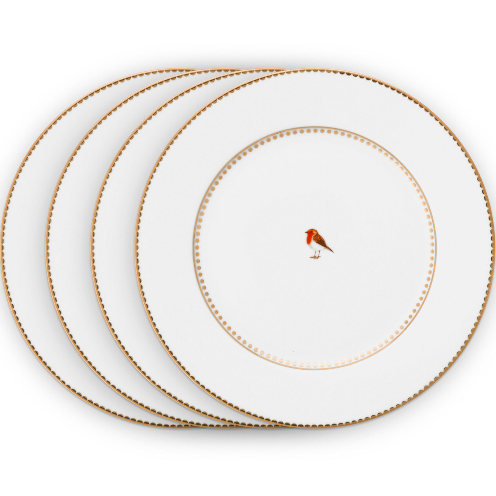 Pip Studio Set/4 Plates Love Birds White 21cm