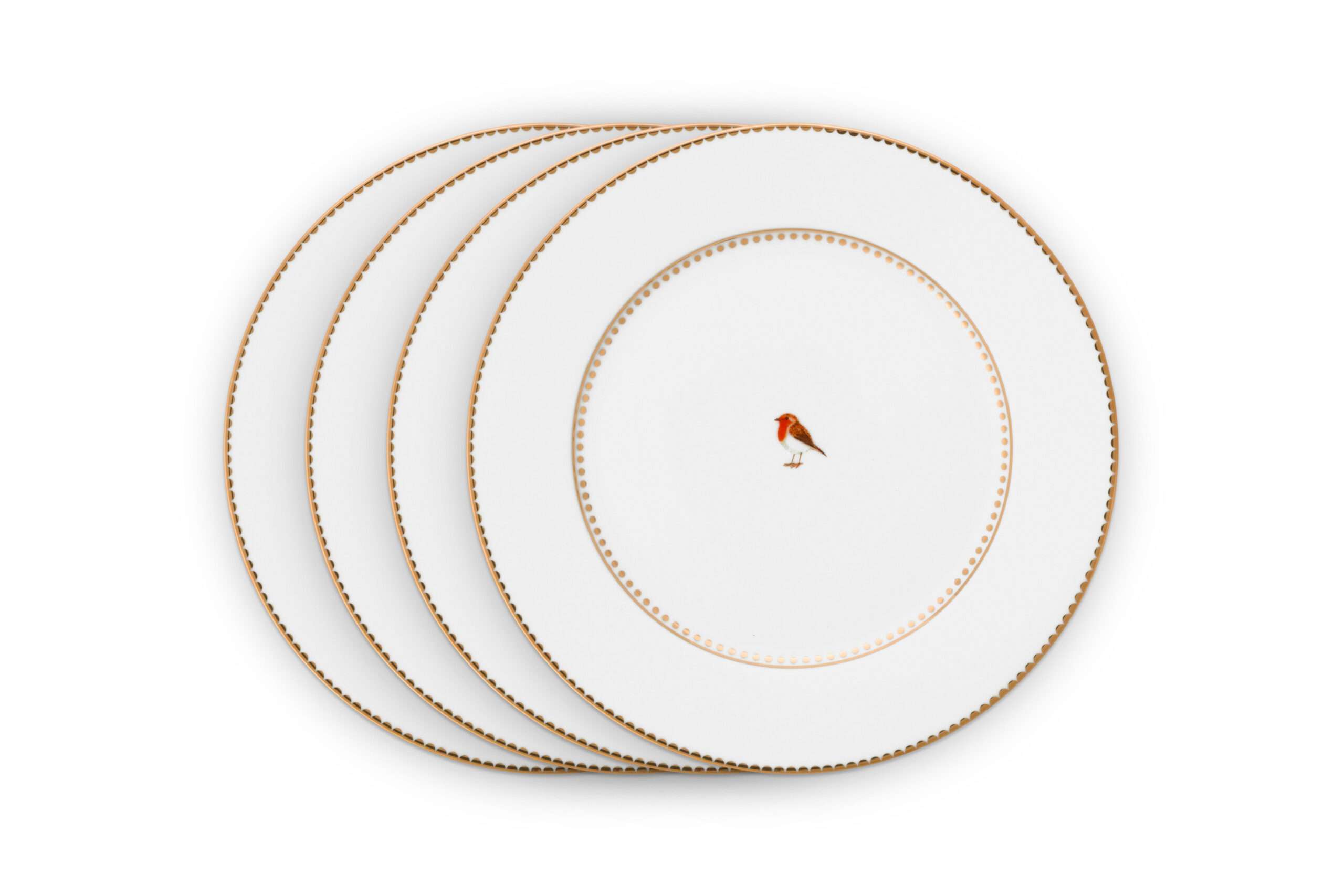 Pip Studio Set/4 Plates Love Birds White 21cm