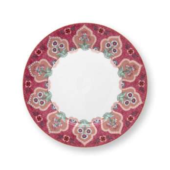 Pip Studio Plate Flower Festival Deco Dark Pink 21cm