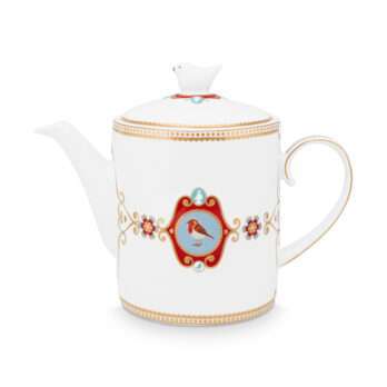 Pip Studio Teapot Love Birds Medallion White 1.3L